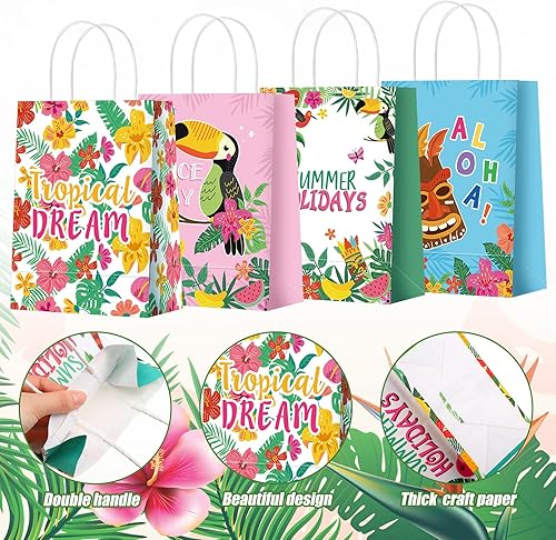 Miniatura 5 de 24 bolsas de fiesta con temática hawaiana, bolsa de regalo con cordón para fiesta hawaiana Tiki, piña, bolsas de regalo para fiesta de verano,