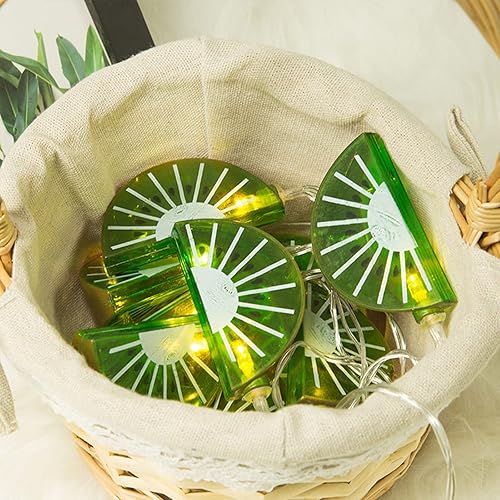 Guirnalda de luces LED de alambre plateado de 4.92 pies, 10 LED, limón, sandía, fresa, plátano, uva para decoración de árbol de Navidad, habitación