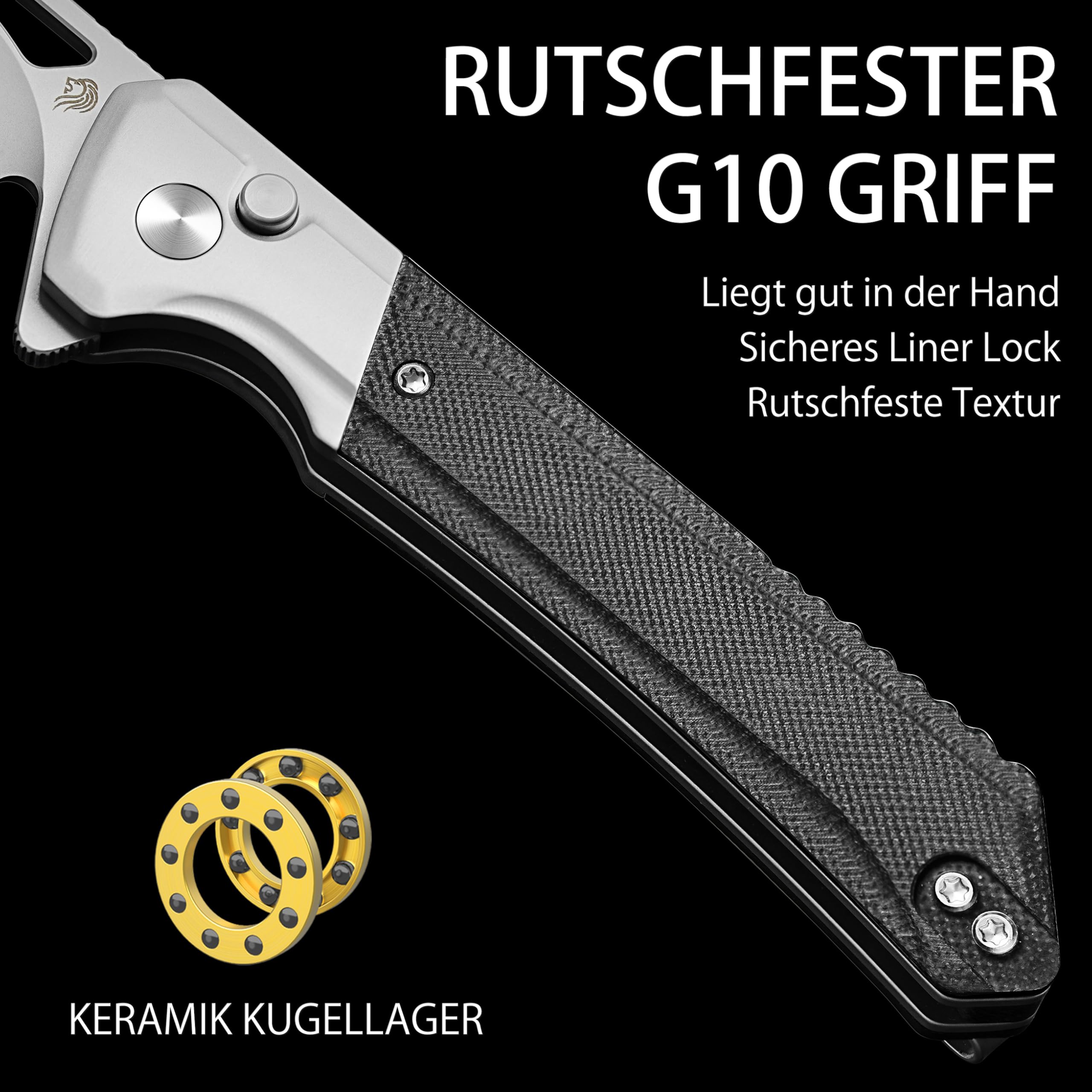 NedFoss ELF II Klappmesser, 14C28N Stahl Taschenmesser mit Button-Lock