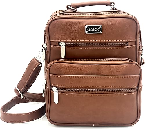 Goson - Bolso bandolera de piel sintética para ordenador portátil iPad Café Oscuro 6779750