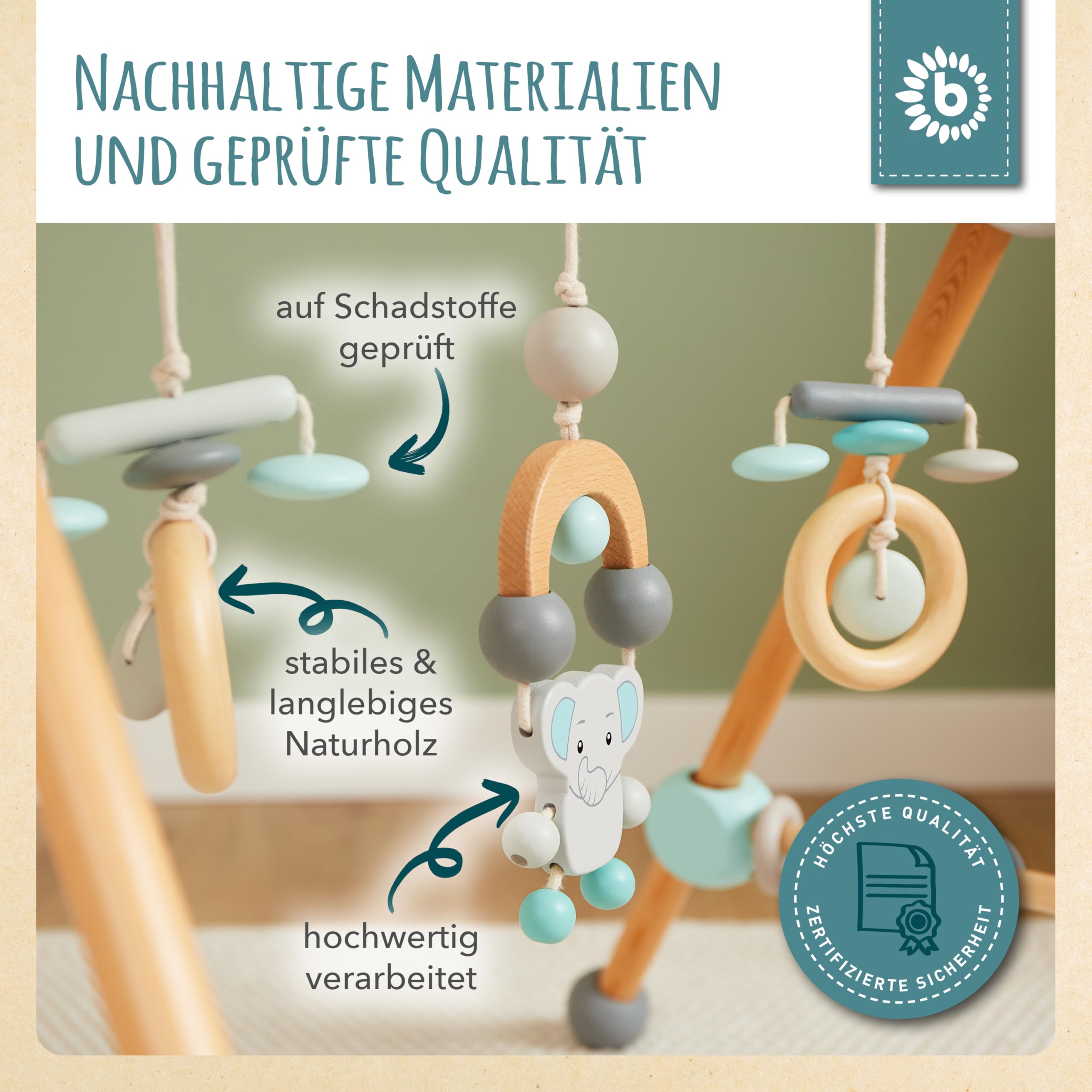 Bieco Spielbogen Baby | Montessori Spielbogen | Spielebogen Babies Holz Wickeltisch | Holzbogen Baby Spieletrapez Babies Holz Baby Gym Holzspielbogen