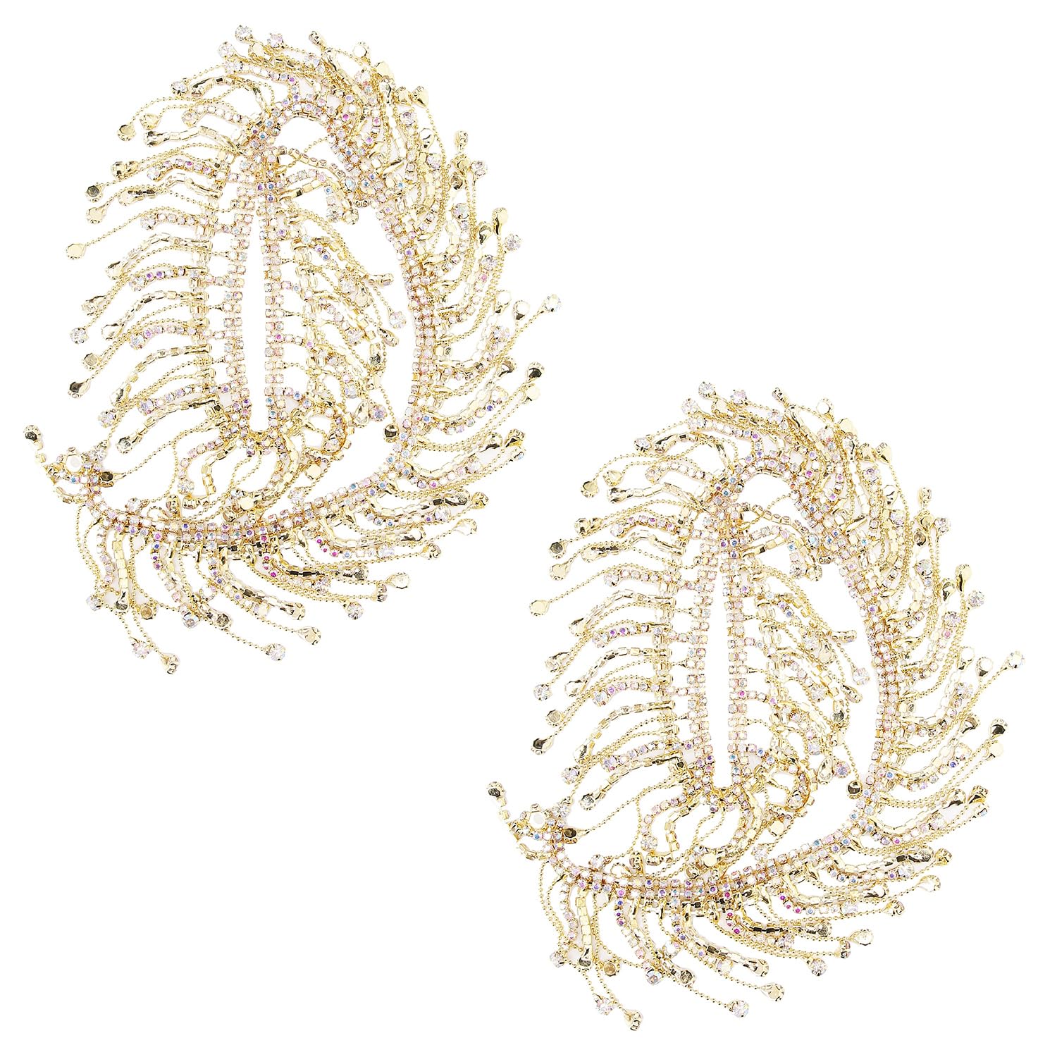 Nastro con frange e strass, 9,1 m, con nappe luccicanti, per matrimoni, feste, abbigliamento, fai da te (2 pezzi dorati)