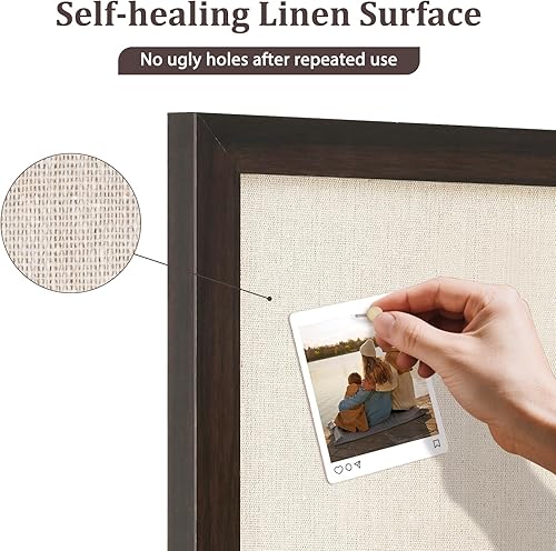 Vista 45 de DOLLAR BOSS - Tablero de corcho negro con lino de doble cara de 16 x 12 pulgadas, para paredes, marco de madera, para colgar, tablero de corcho