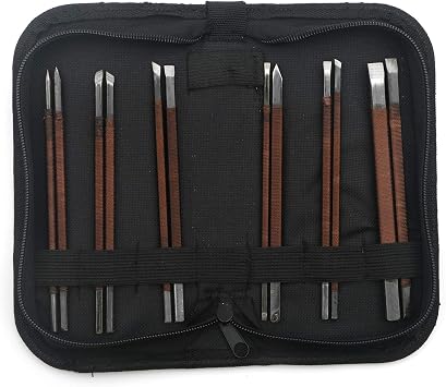 12 Pcs Wood Carving Tools Set - Professional Carving Knife Kit with Manganese Steel Chisels for Wood Stone Stamp Engraving, Whittling Knife Set for Beginners