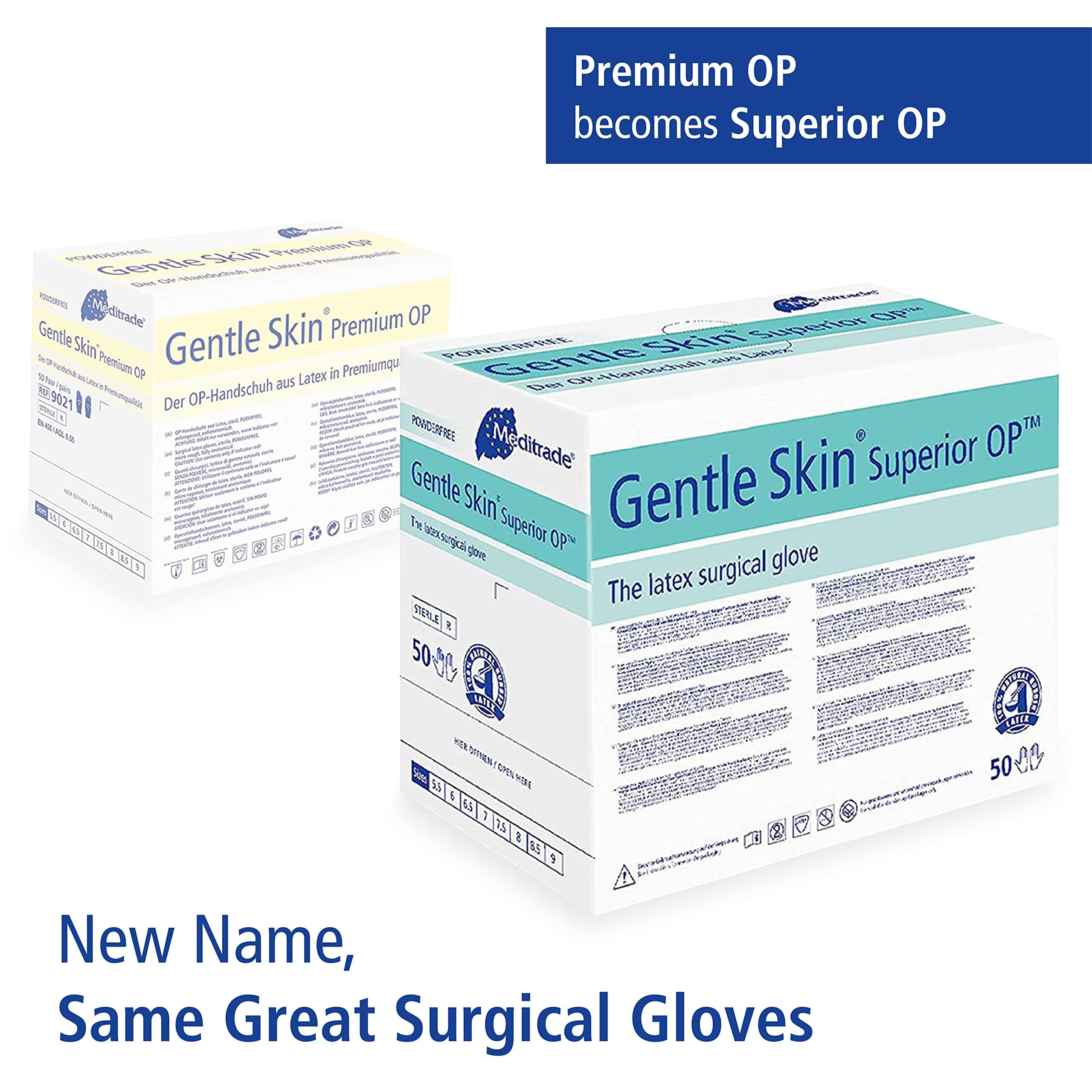 Meditrade Gentle Skin Superior OP-OP-Handschuhe – Latex, puderfrei, steril, Einweg – PSA für Operationen und medizinische Untersuchungen – Natur – Größe 5,5 – 50 Paar