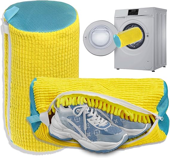 Shoe Washing Machine Bag Shoes Laundry Washing Bag for Washing Machine Laundry for Washer and Dryer Reusable for All Types and Sizes(Yellow 2PCS)