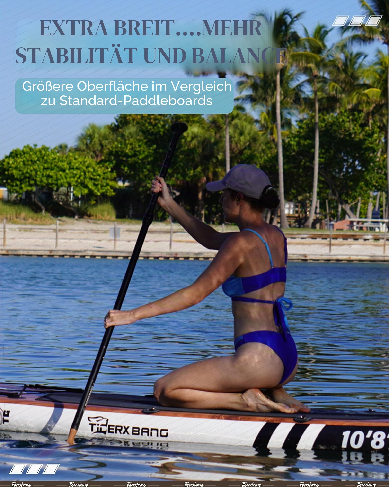 TIGERXBANG Aufblasbares SUP Board 330 cm, Extra Breit, mit Verbessertem Sitz, Zubehörhalterung & Angelrutenhalter, Perfekt für Freizeit & Angeln