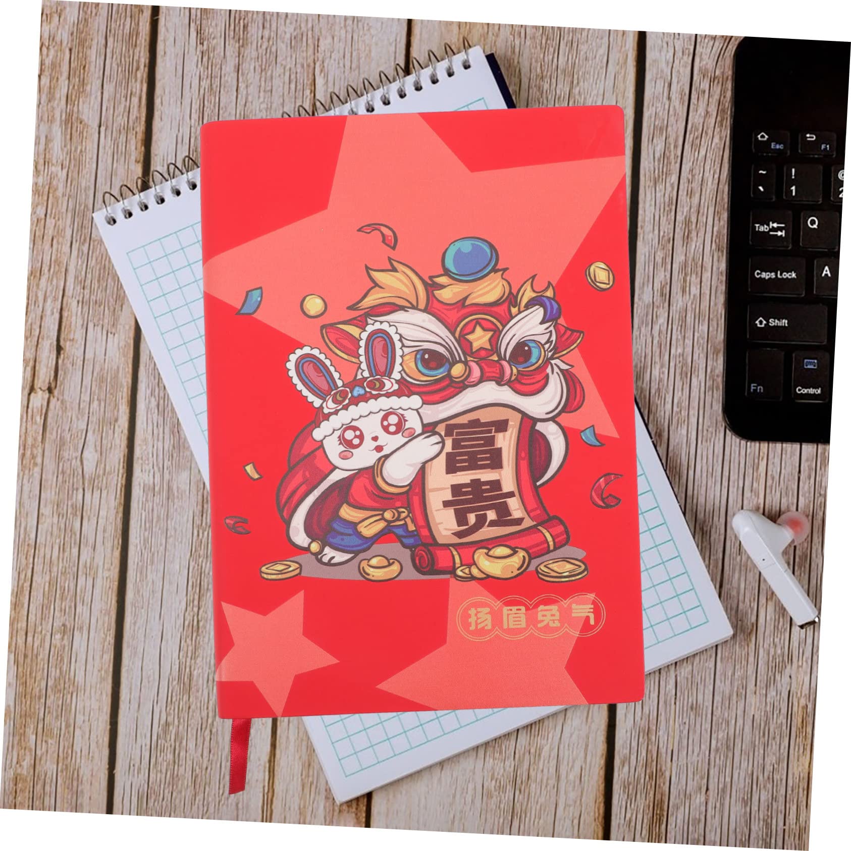 Lurrose 3Pcs Anno Del Coniglio Notebook Bunny Notepad Notebook Per Il Lavoro Novità Coniglio Decorazione Cinese io Stampa Notepad Journal In Finta Pelle