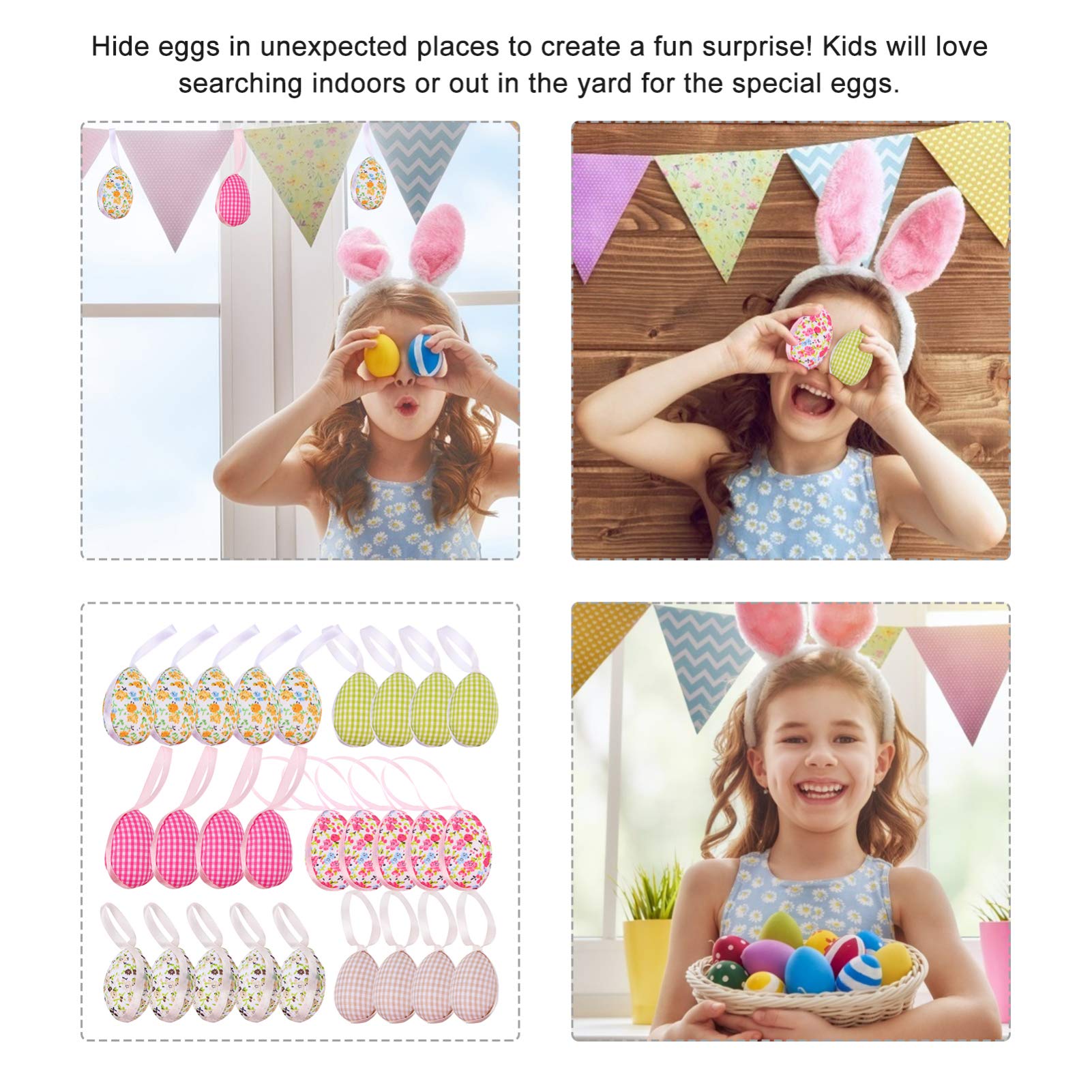 PRETYZOOM 2 Sätze Ostereier Gesprenkelte Eier Farbige Eier Aufhängen Künstliche Eier Easter Egg Decoration Osterparty Dekoration Osterei Hängende Dekoration Osterschmuck Stoff 27 Stück * 2