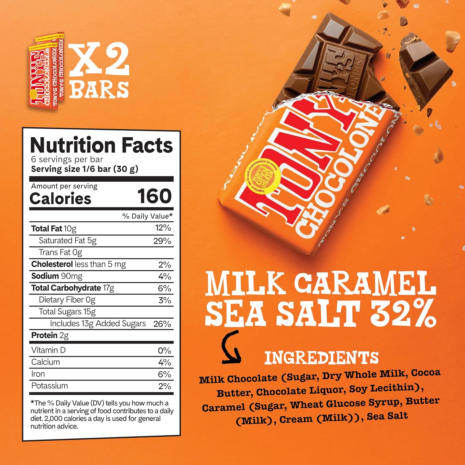 Tony's Chocolonely - Top 3 Milk Chocolate Bundle - Belgium Chocolate Bar, No Artificial Flavoring, Made From Fairtrade & B Corp Certified - 6.35 Oz, 6 Bars