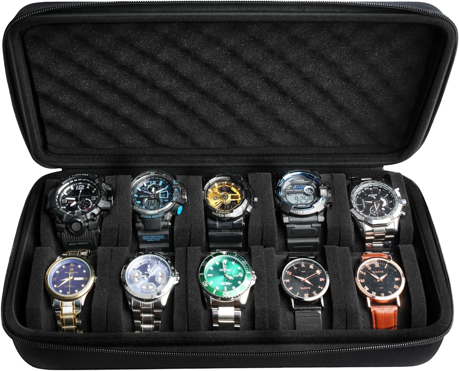 Reise-Uhrenetui, Organizer, Uhrenbox mit Reißverschluss, strapazierfähig, tragbar, reisefreundlich, passend für alle Armbanduhren und Smartwatches bis 60 mm, kompatibel mit Apple Watch