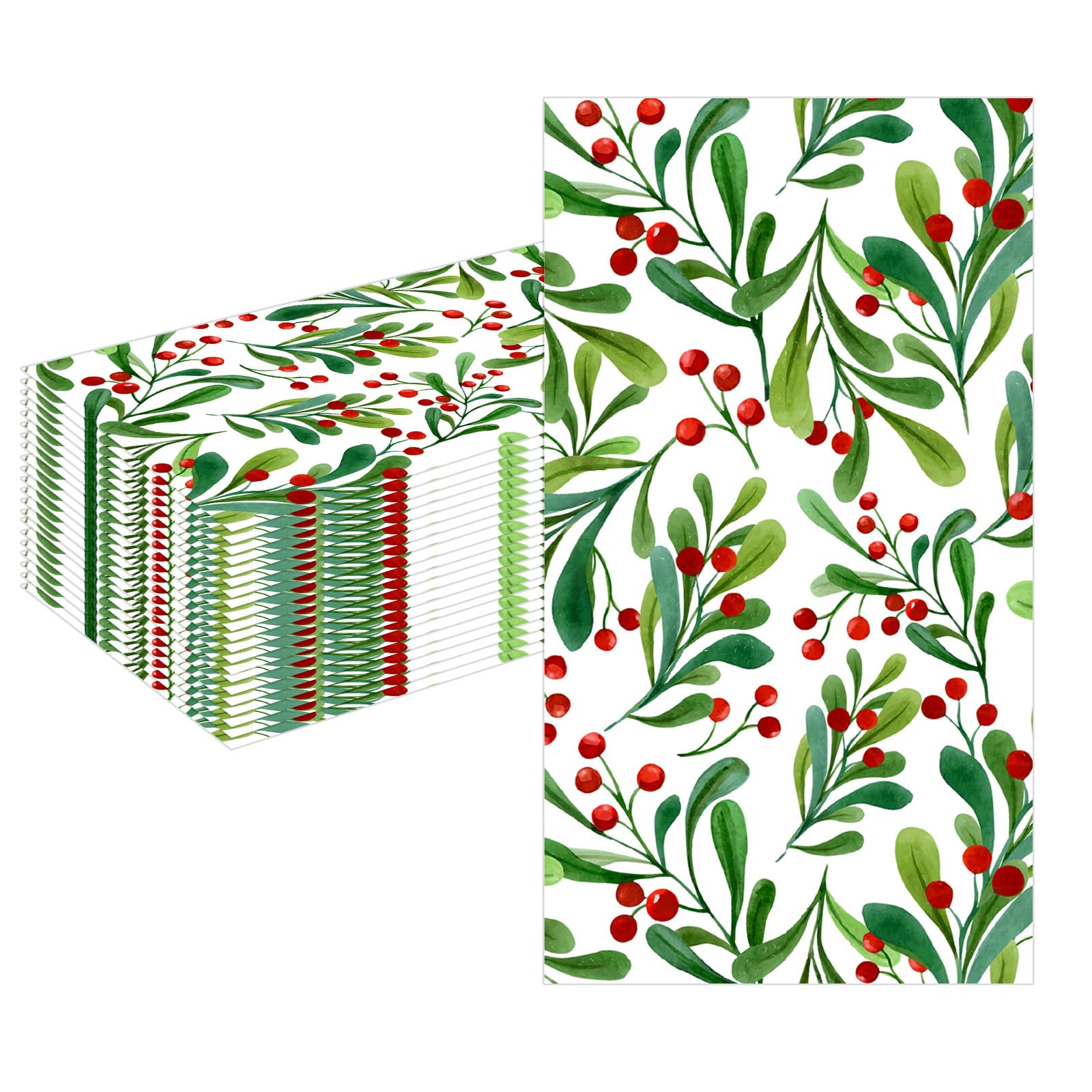 MORAINJAY 40 PCS Christmas Party Napkins, Christmas Berries Paper Napkins for Xmas Winter Party, Birthday Tableware Decorations Supplies