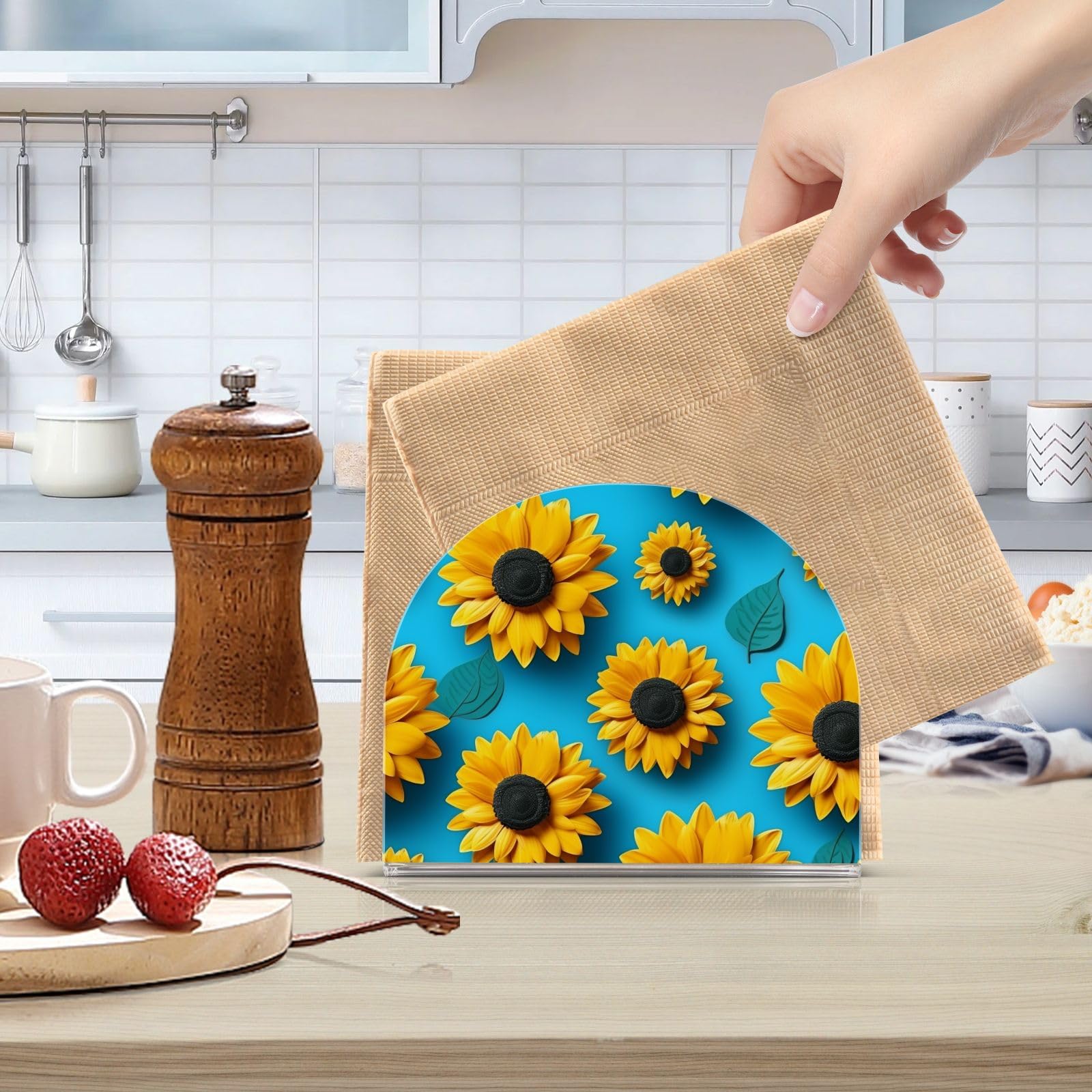 Portatovaglioli Vintage In Ferro Con Decorazione Girasole – Distributore Da Tavolo Stile Rustico Per Cucina E Ristorante