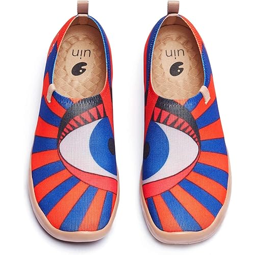 UIN Women's Slip On Sneakers Casual Loafers Knitted Art Painted Comfort Soft Walking Shoes