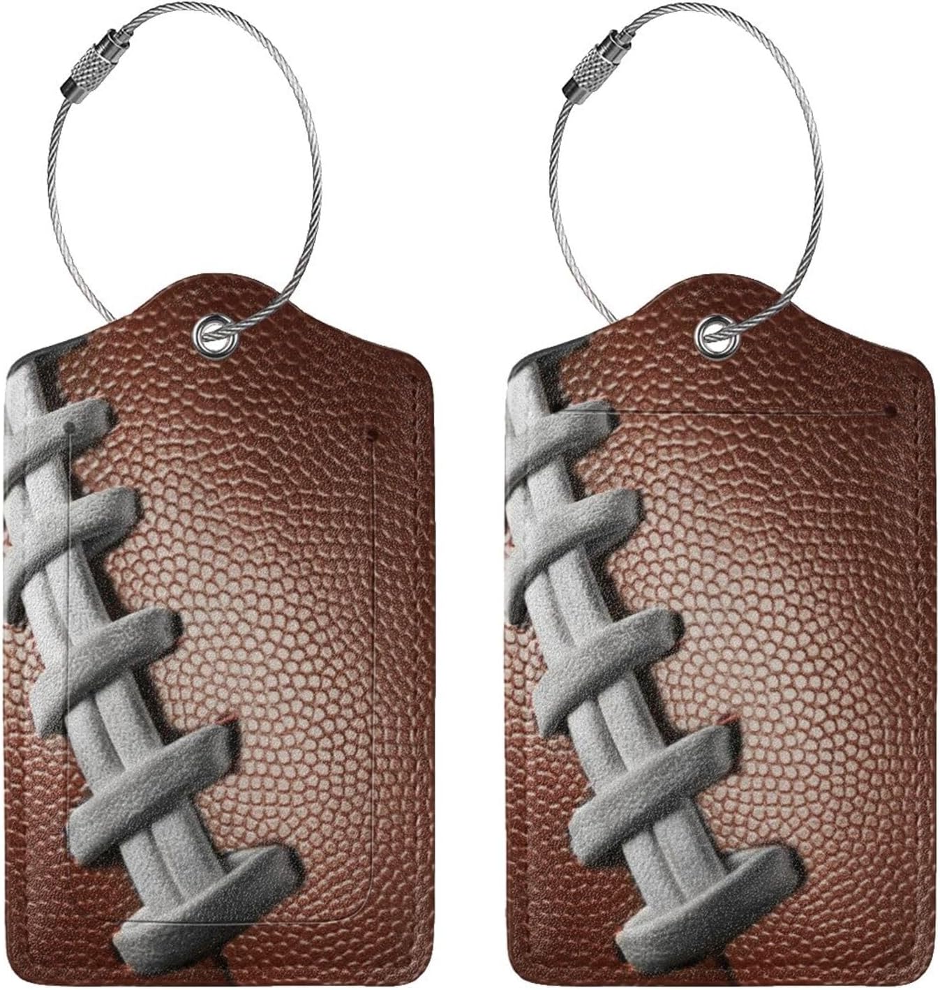 2 Pcs Rugby Luggage Tags for Suitcase, American Football Tag, Player Fan Sport Gift for Men Women Boy, Privacy Cover ID Label and Address Card
