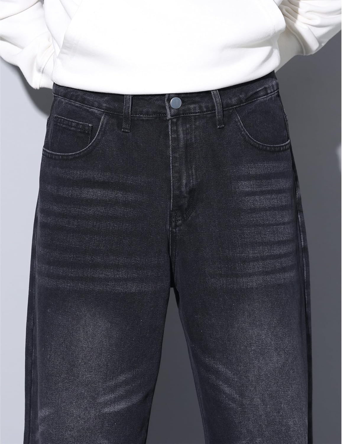 Mens Baggy Jeans Loose Fit Denim Jeans Wide Leg Hip Hop Pants Y2K Skater Trousers Streetwear - Image 6