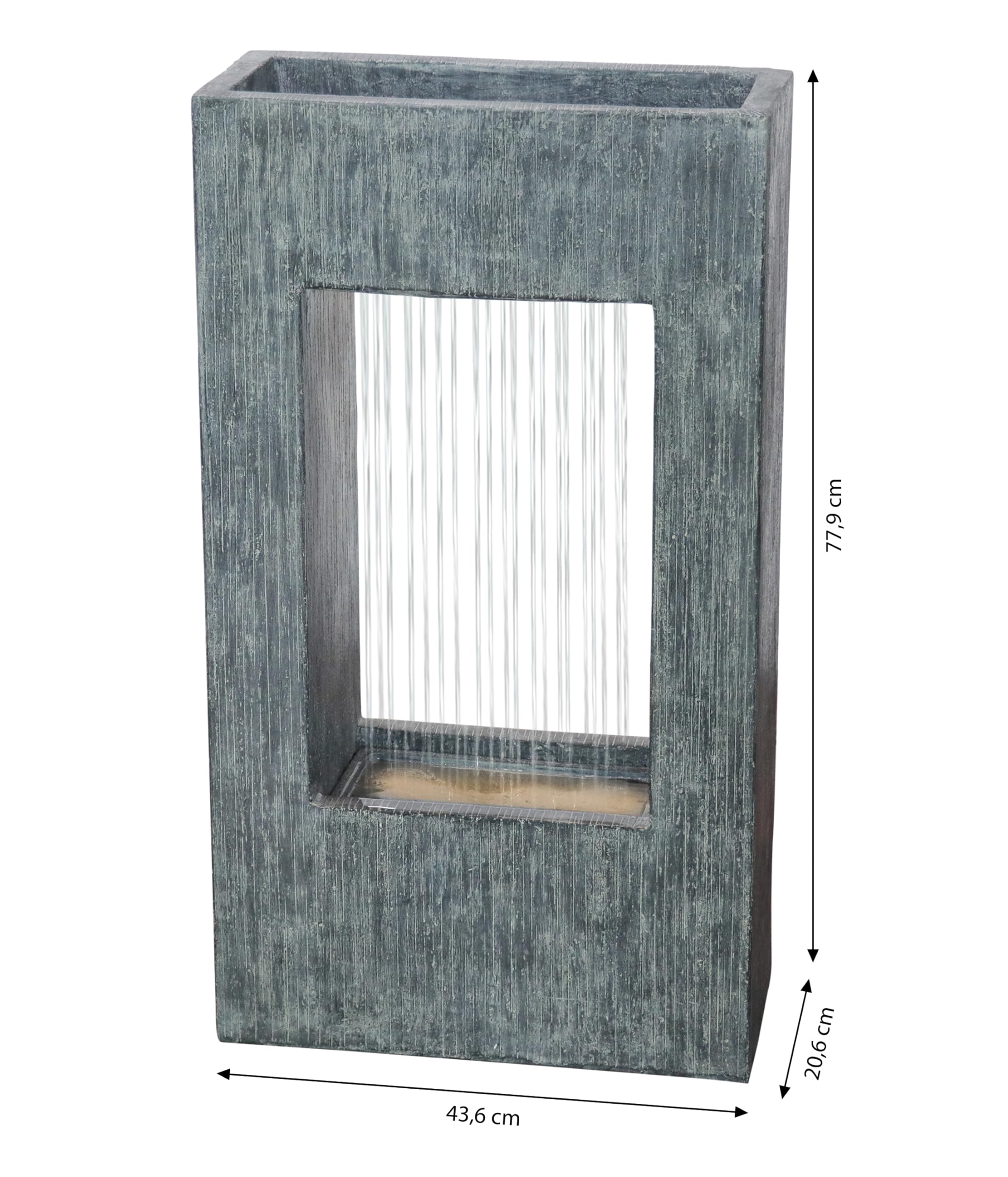 Dehner Vigo Fontaine de Jardin Solaire résistante au Gel avec éclairage LED 77,9 x 43,6 x 20,6 cm polyrésine Grise