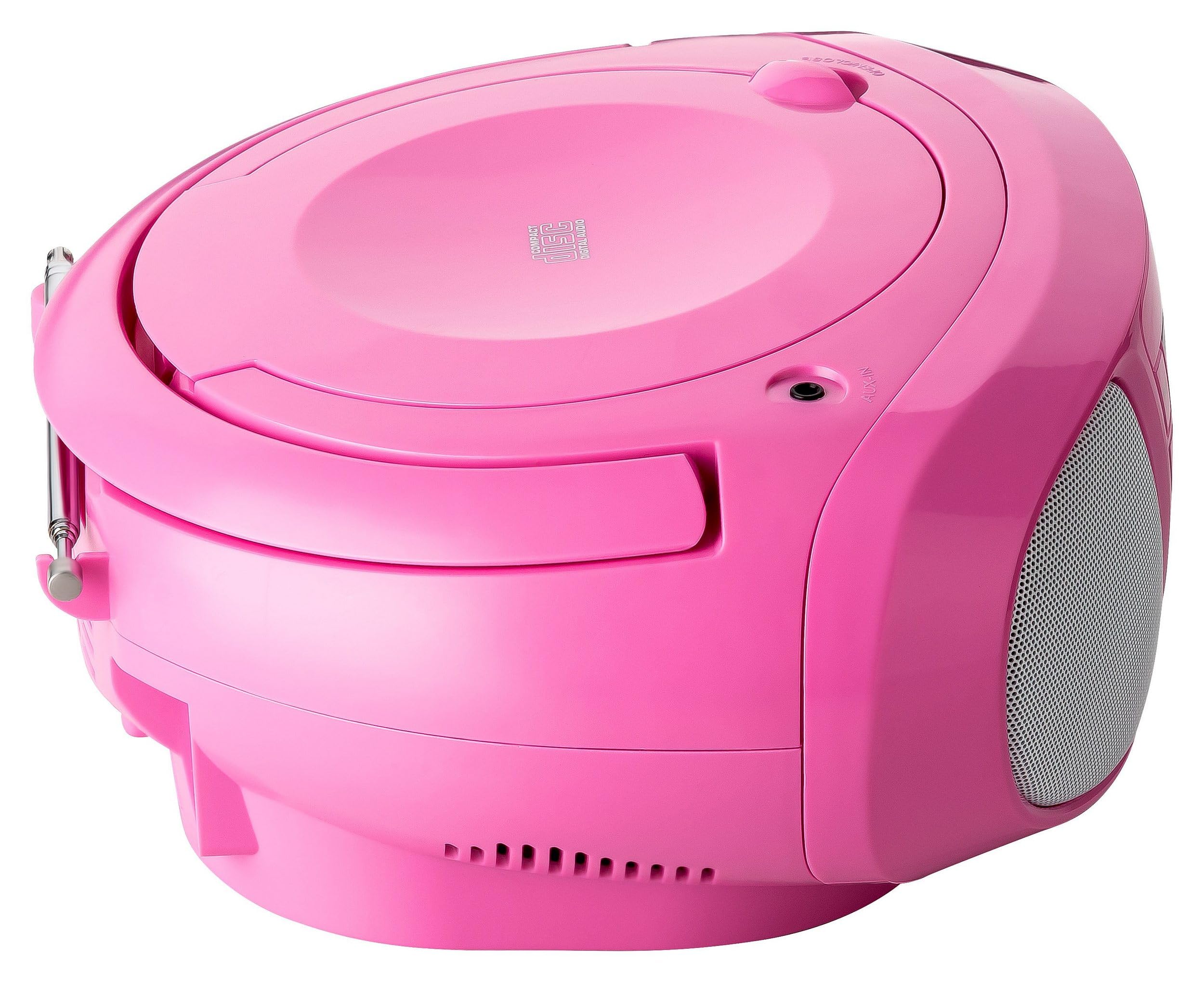 REFLEXION CDR614PK, Tragbares CD-UKW-PLL-Stereo Radio (2x16 Watt max. Musikleistung), 3,5mm AUX-IN Anschluss, Programmier-Funktion (CD: 20 Tracks), Pink