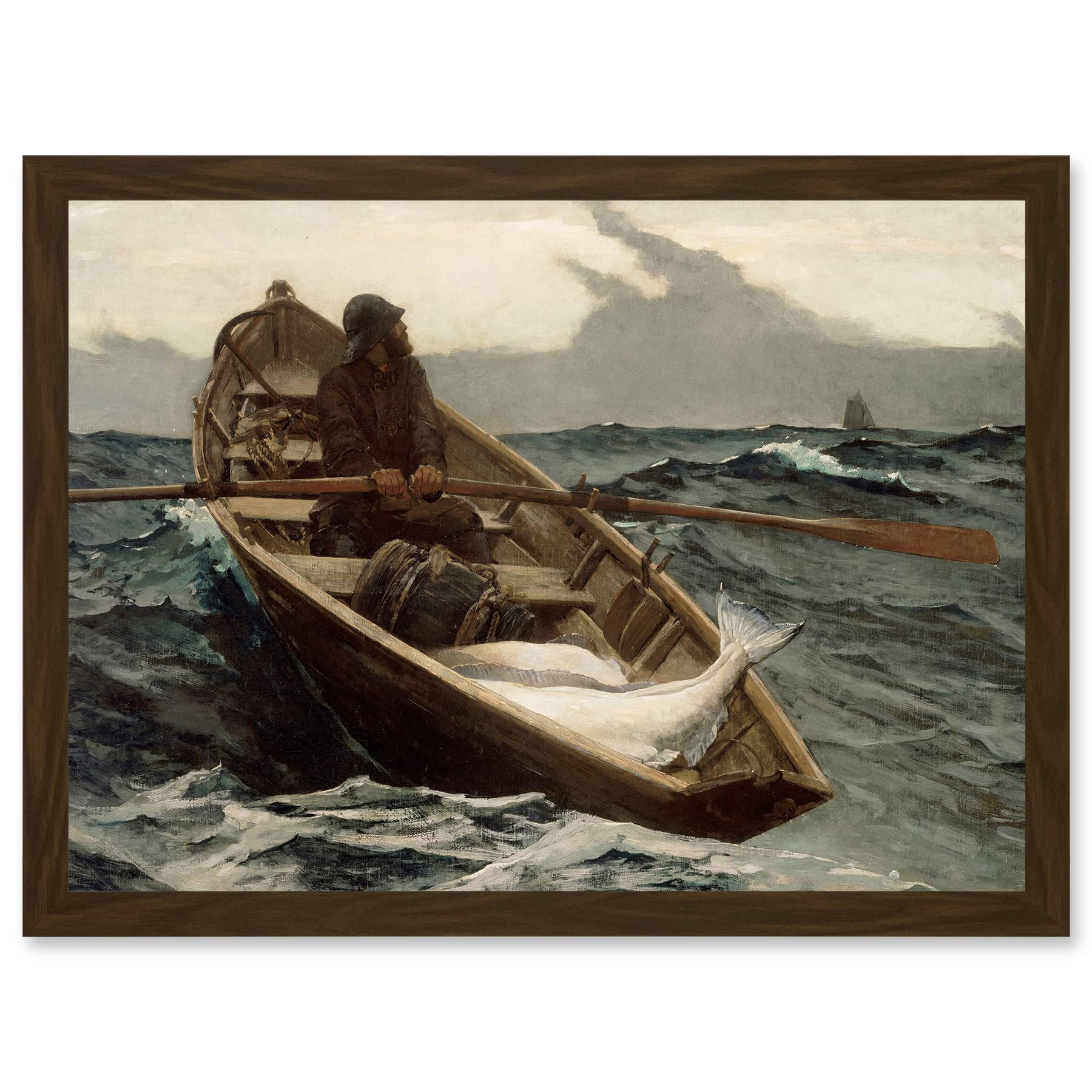 Artery8 Winslow Homer Fog Warning Painting Fisherman Storm Artwork Framed Wall Art Print A4