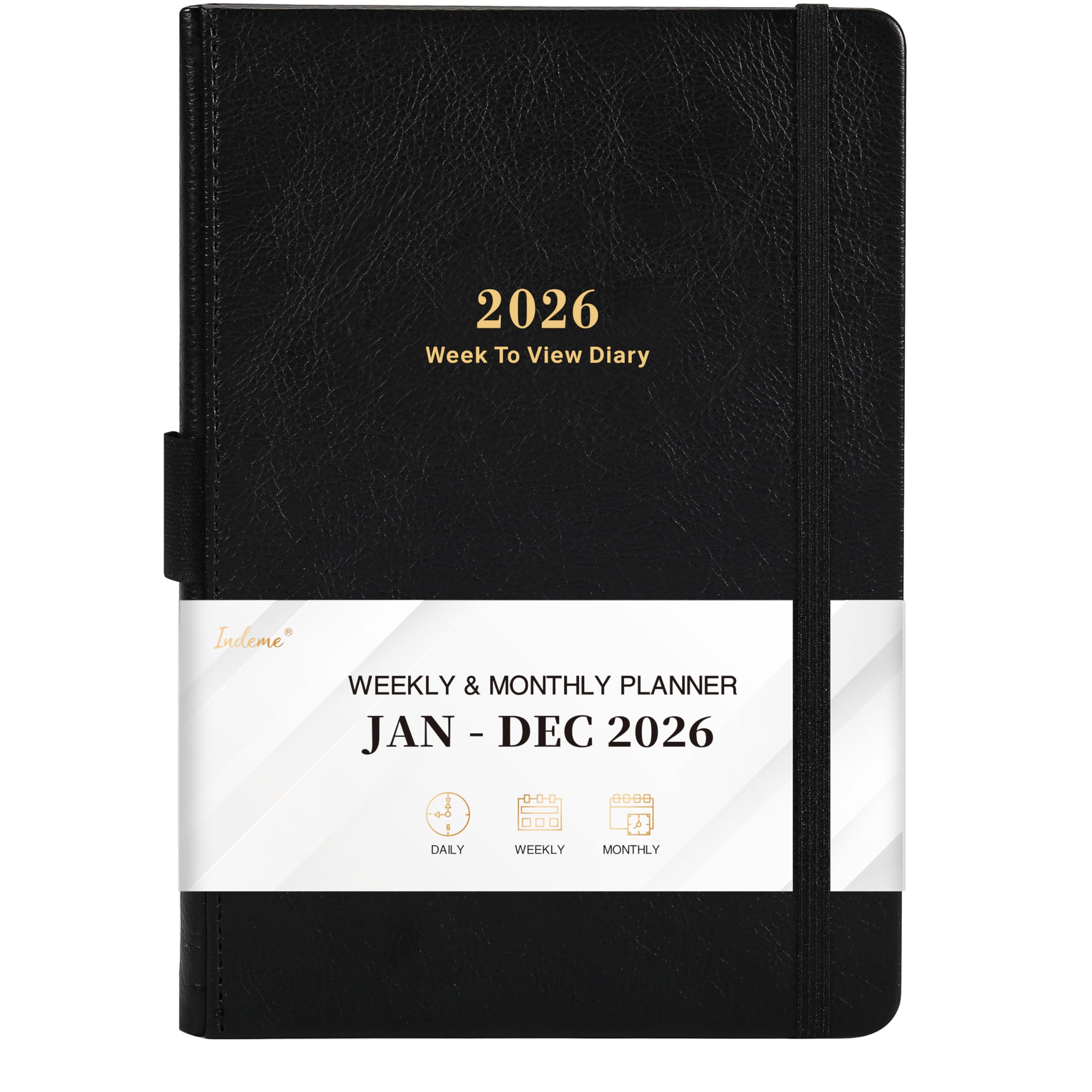 Diary 2026 - Diary 2026 A5 Week to View from January 2026 to December 2026, 14.6 X 21 cm, A5 Premium Thicker Paper with Pen Holder, Inner Pocket and 88 Notes Pages, black