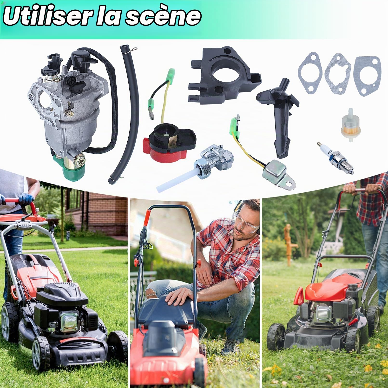 Kit de Carburateur pour Honda GX390 GX340 Moteur, ADEFOL Universel Carburateur avec Bougie d'allumage & Joint & Tuyau et Filtre à Carburant pour Générateur/Moteur 8HP 9HP 11HP 13HP