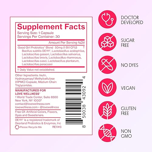 Miniatura 6 de Love Wellness Good Girl Probióticos  Suplemento de salud vaginal para mujer  Probióticos vaginales para mujeres equilibrio del pH y salud del tracto