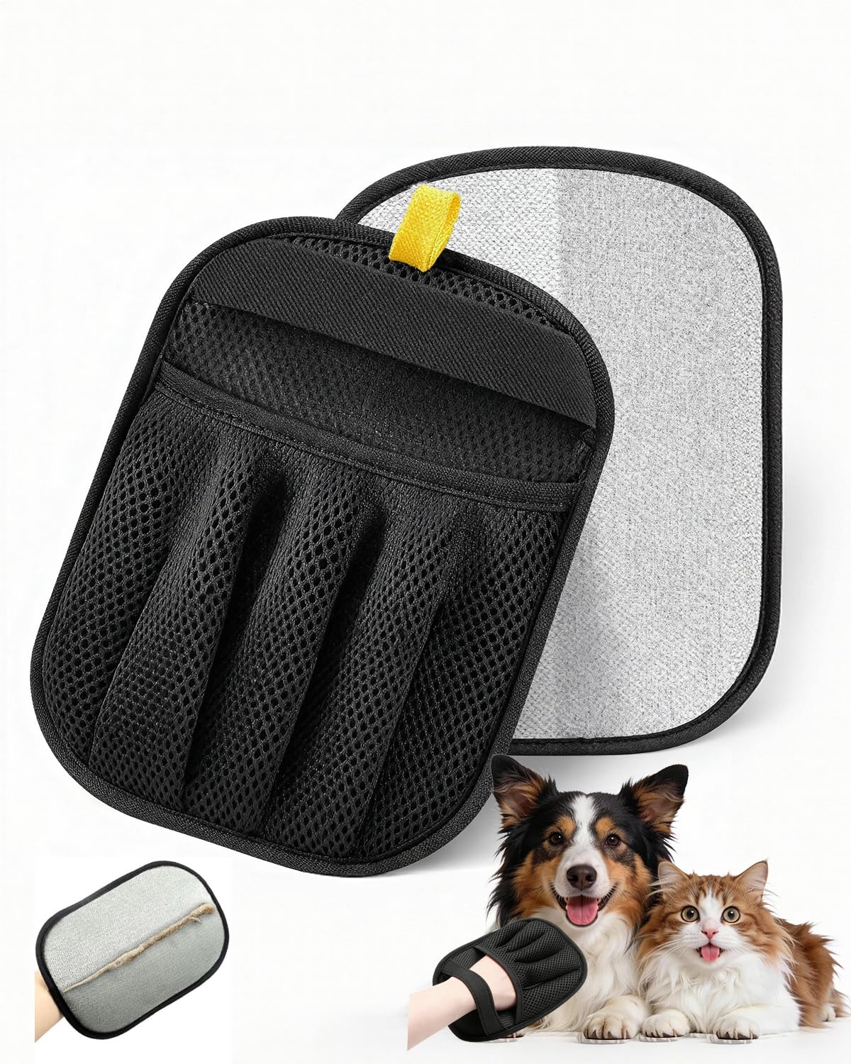 JIMYIU Guanti per la rimozione dei peli di Animali (Confezione da 2) – Riutilizzabili e Lavabili, per Cani e Gatti – Efficaci per Divano, Auto, tappeti e Vestiti