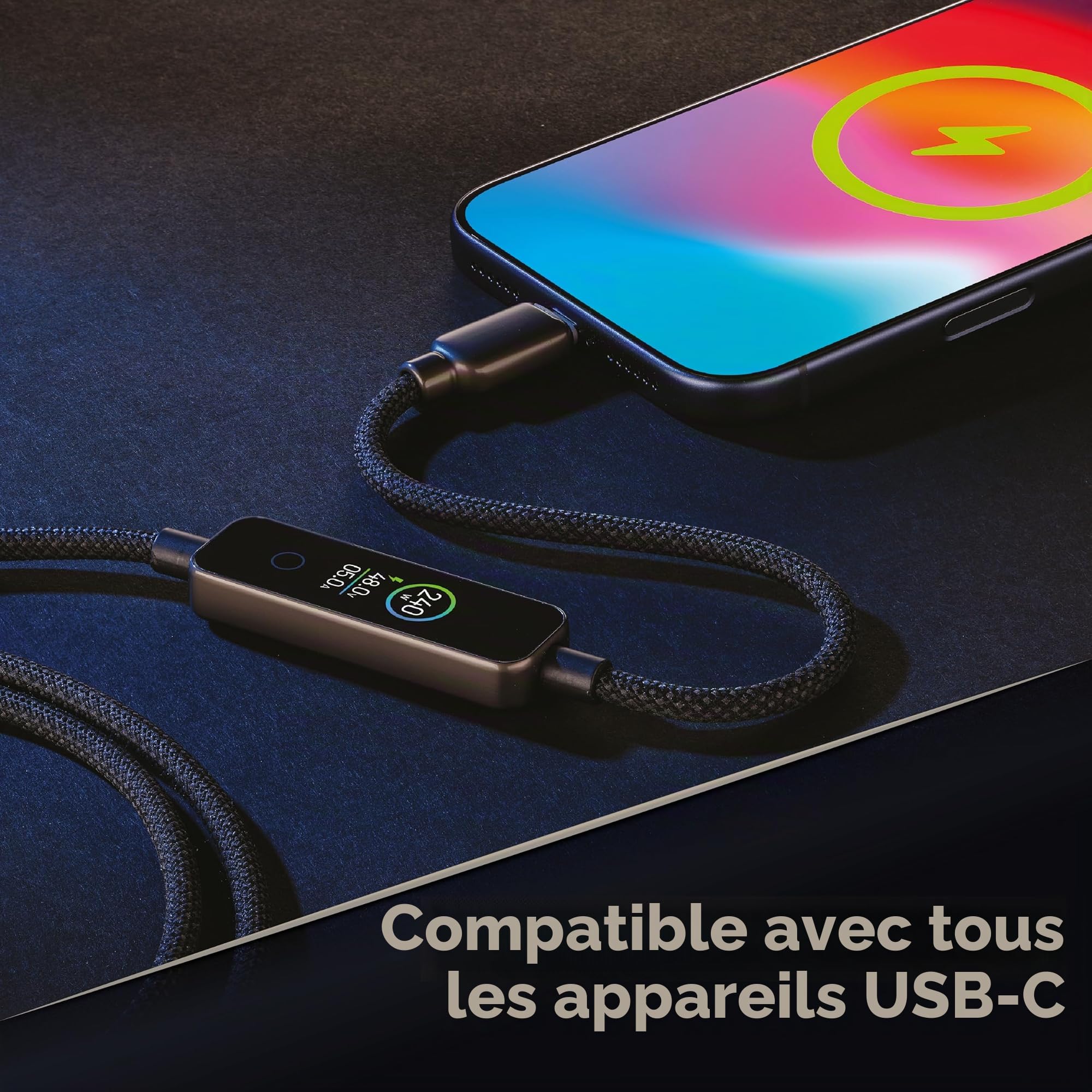 cellularline câble USB-C vers USB-C Powerview IQ avec un écran TFT- Parent