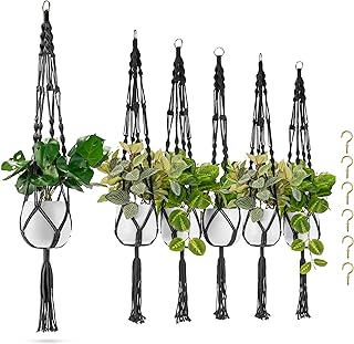 Sorbus Macrame Plant Hanger (6 Pack) Indoor Outdoor Hanging Plant Pots C...