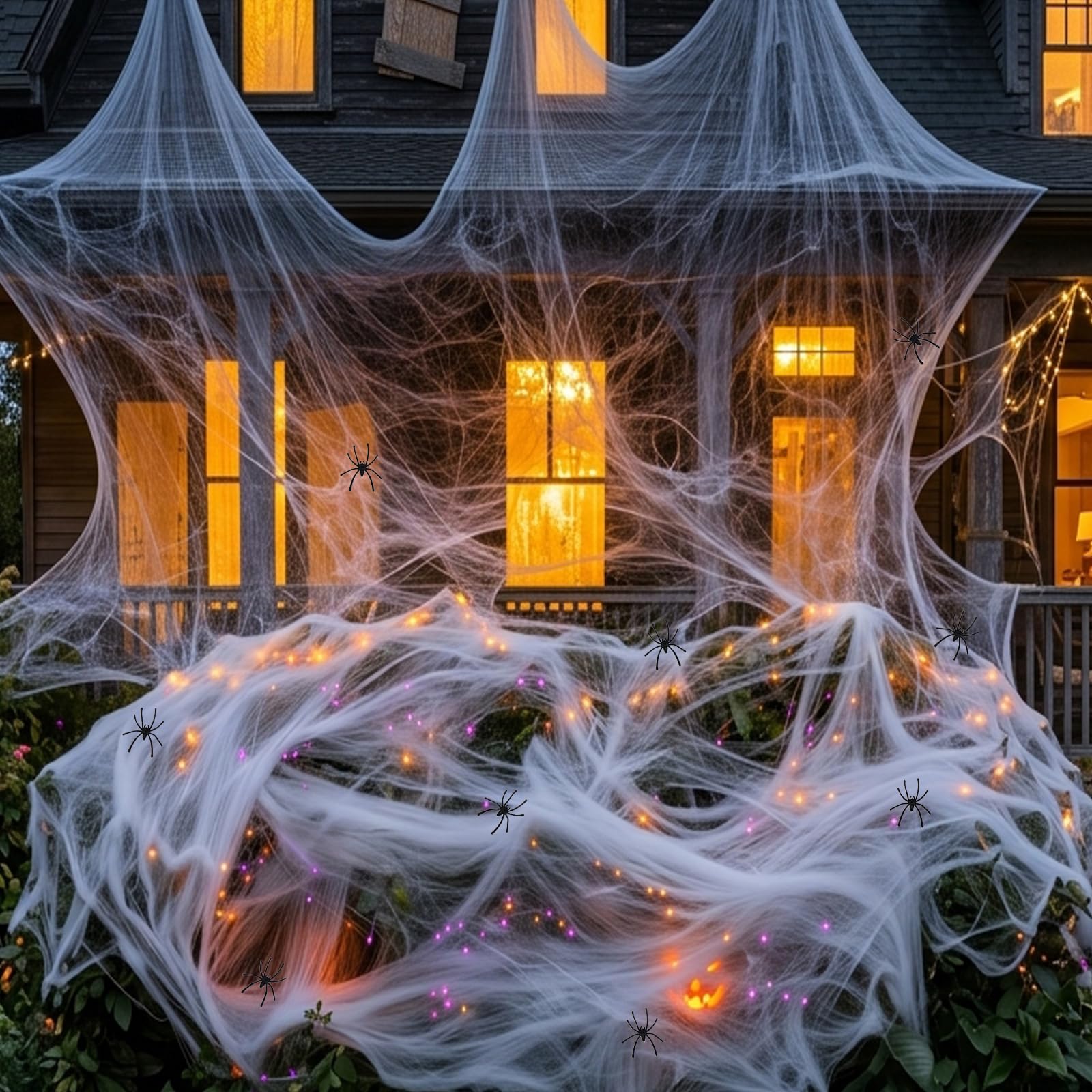 Hzxy Halloween Decorations Spider Web, 400g Halloween Cobwebs + 60 Spiders