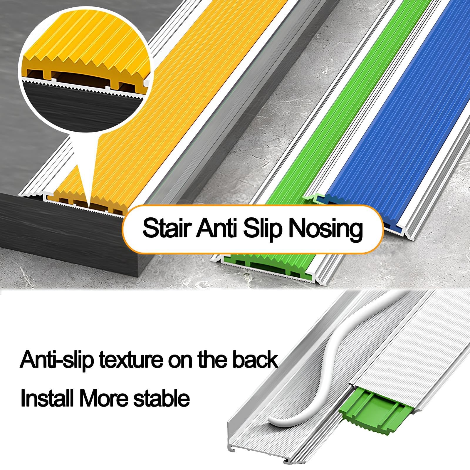 Perfil De Borde De Escalera Aluminio Tira De Umbral Con Inserto, Perfil De Transición Para Escaleras Borde De Escalón De Escalera(Black,35mmx150cm)