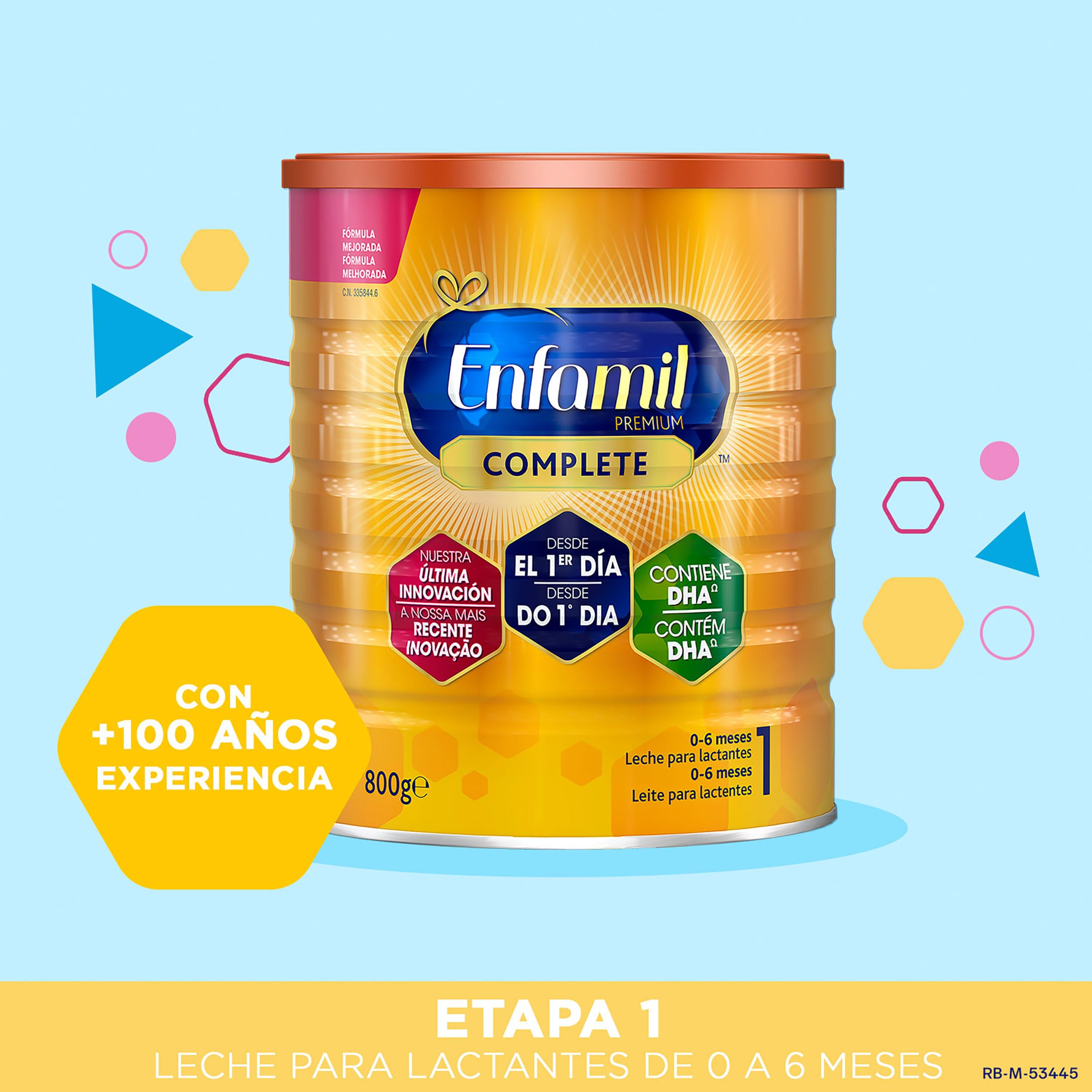 Enfamil Complete 1 Leche infantil para lactantes de 0 a 6 meses de edad, fórmula para bebés recién nacidos - 800 gr (Paquete de 4)