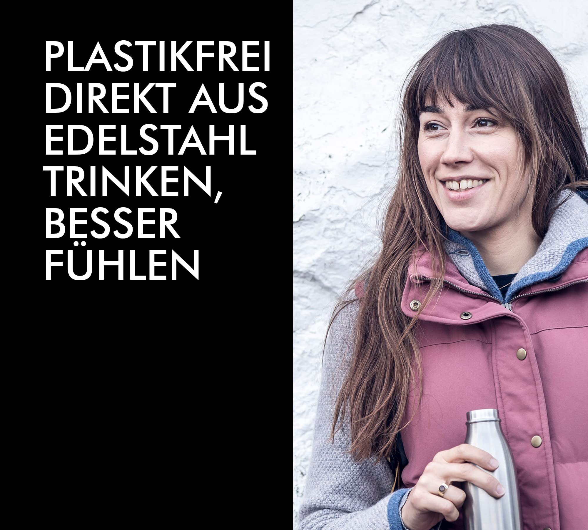 THERMOcafé by THERMOS TC BOTTLE rose gold mat 1,00l, Isolierflasche aus Edelstahl, kohlensäurefest, 12h heiß 24h kalt, Auslaufsicher, für Schule, Unterwegs & Büro