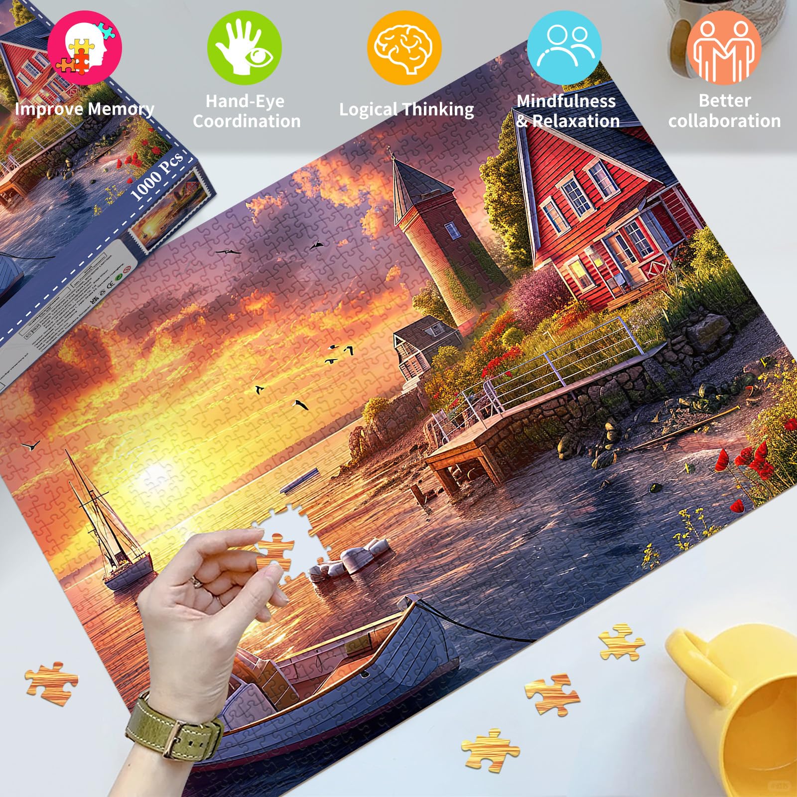 Puzzle per adulti, 1000 pezzi, interlock perfettamente lettera sul retro, senza polvere, decorazione per la casa, festa di compleanno, giocattolo per uomini, donne, anziani, anziani, poster 1:1 (vista