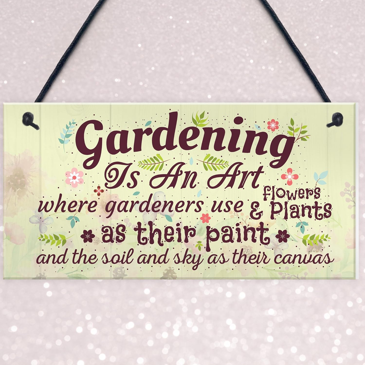 RED OCEAN Gardening Is An Art Novelty Hanging Plaque SummerHouse Sign Garden Shed Friendship Gift