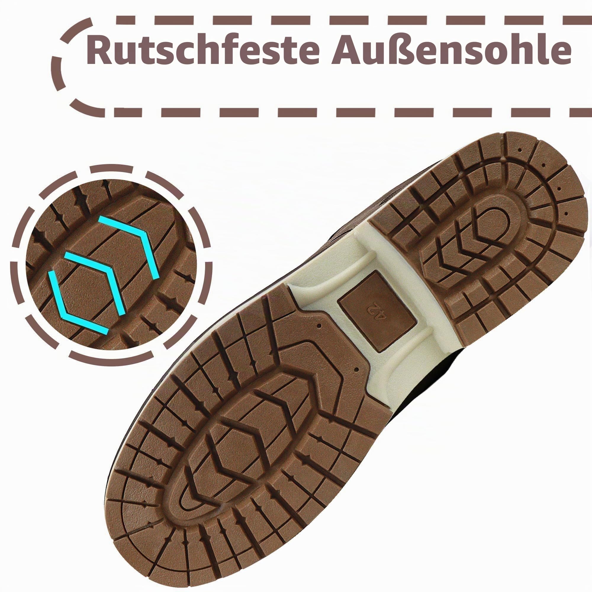 CC-Los Herren Wanderstiefel Casual Chukka-Stiefel Wasserabweisende Arbeitsstiefel Knöchelhohe Stiefel für Herren Braun, 42 EU