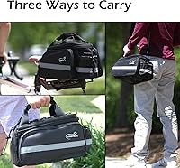 Vista 3 de Bolsa de maletero para bicicleta Lumintrail, alforja trasera expandible para bicicleta con funda impermeable para lluvia 13L