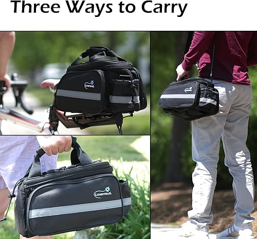 Miniatura 3 de Lumintrail Bolsa para portabicicletas, bolsa extensible para maletero trasero con cubierta impermeable para lluvia de 13 litros
