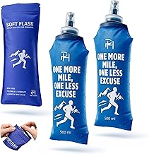 Ph Pro Heat Soft Running Water Bottle - Pack of 2 Soft Flask 500ml Blue - Foldable and Flexible Bottle for Running, Cycling or Hiking - BPA Free