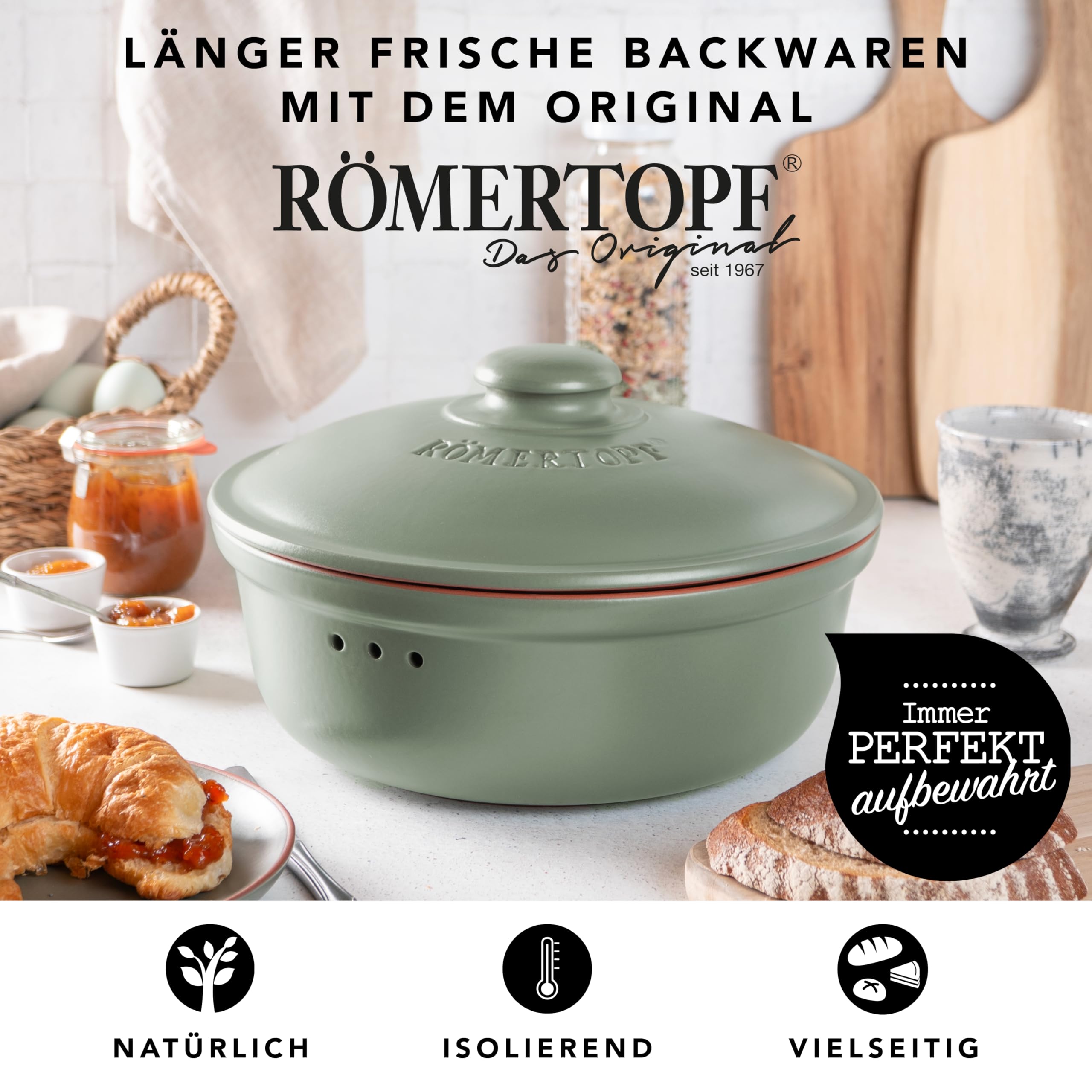 Romertopf Römertopf Brottopf rund Ø 30 cm – Bild 2