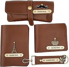 YOUR GIFT STUDIO Personalized Name & Charm Leather Wallet Mens Combo Gift Set Nexon Leather | Customized Birthday Anniversary Office Gifts for Man | Customized Gift Hamper for Men (Brown)