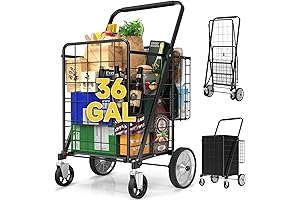36 GAL Heavy Duty Laundry Shopping Utility Cart on 360° Swivel Big...