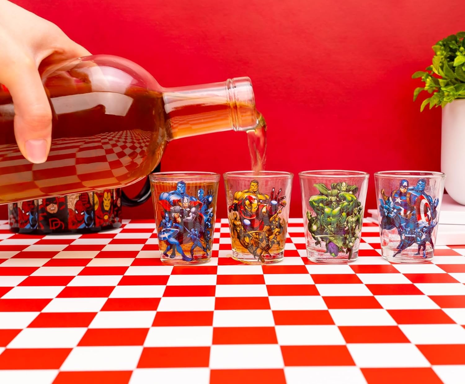 Silver Buffalo Marvel Avengers Featuring Captain America, Hulk, Iron Man, and Thor 4 Pack Mini Glasses, 1.5 Ounces - Image 8