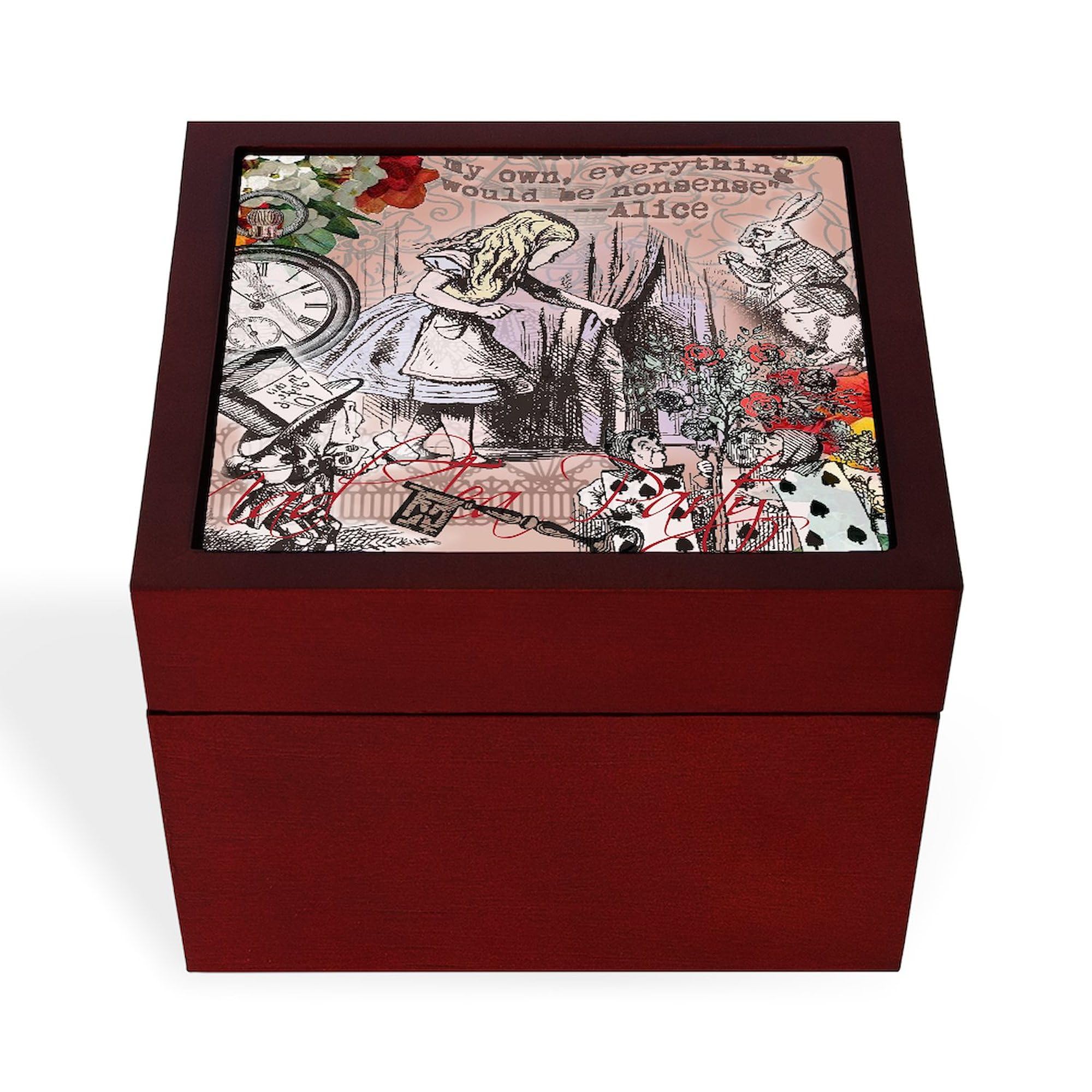 CafePress Alice in Wonderland Vintage Adventures Keepsake Bo Memory Keepsake Jewelry Box, 5"x5"x3.75"