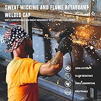 Vista 7 de TRQWH Gorra de Soldadura 100% Algodón Gorras de Soldadura para Hombres 3 Pzas con Malla Interior Absorción de Sudor Resistente a las Llamas Gorra