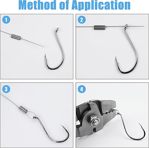 Miniatura 4 de SILANON Kit de mangas de crimpado de pesca, 400 piezas de mangas de crimpado de doble barril de cobre, latón, mangas de bucle de crimpado, línea de