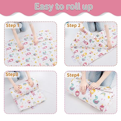 Miniatura 6 de Tapete de siesta para preescolar, 50 x 20 pulgadas (edades 3-5), tela 100% algodón, guardería prek prek prek kindergarten con almohada y manta,