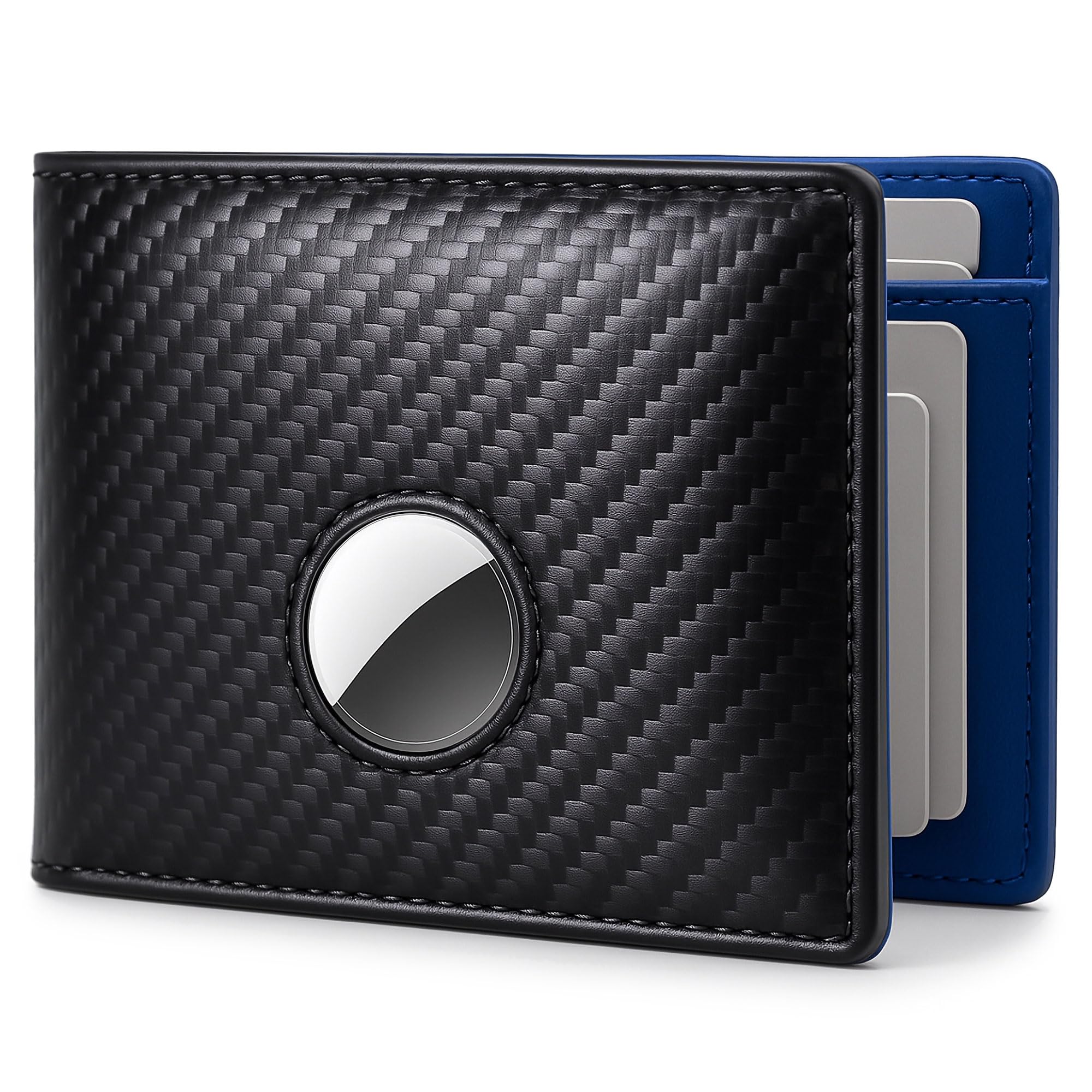 Alldaily Mens Wallet With AirTag Holder, Trackable Smart RFID Blocking Front Pocket Wallet, AirTag Not Included