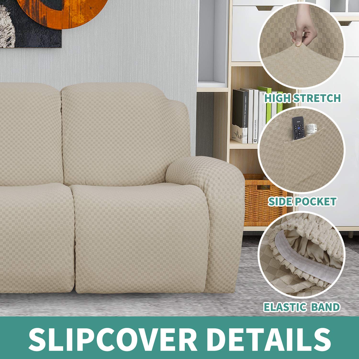 Housse De Fauteuil Jacquard Extensible Highdi Gris - Protection Canapé Avec Accoudoirs