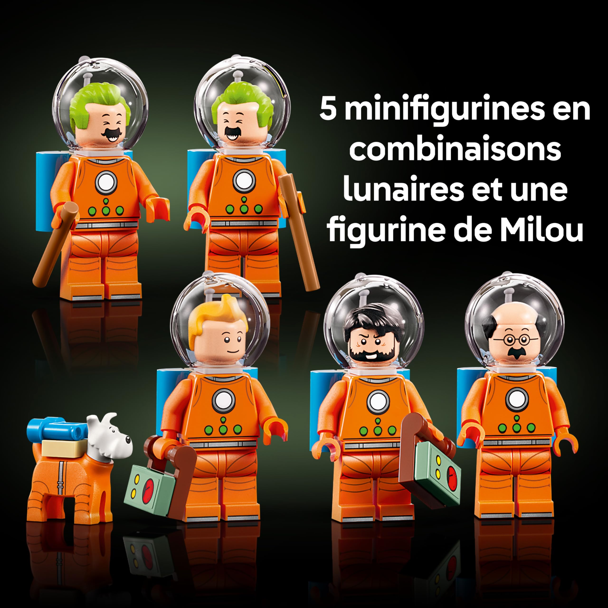 LEGO Ideas La Fusée de Tintin - Maquette de Navette Spatiale pour Adulte - Décoration de Bureau DIY avec 5 Minifigurines & Figurine de Milou Le Chien - Idée Cadeau pour Fans de Bande Dessinée 21367